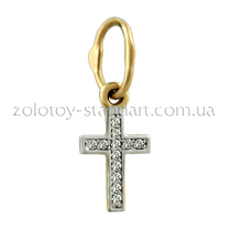 обзорное фото Золотой крестик с бриллиантами s31046 Золотые крестики обзорное фото Золотой крестик с бриллиантами s31046  Золотые крестики