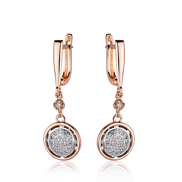 Золоті сережки підвіски з діамантами Сніжинка 036556 детальне зображення ювелірного виробу Золоті сережки підвіски з діамантами Сніжинка 036556 детальне зображення ювелірного виробу