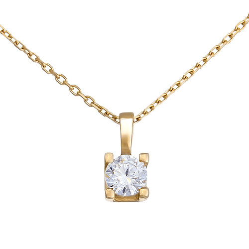 Колье из желтого золота с одним фианитом 032447 детальное изображение ювелирного изделия Золотые колье с камнями Колье из желтого золота с одним фианитом 032447 детальное изображение ювелирного изделия Золотые колье с камнями