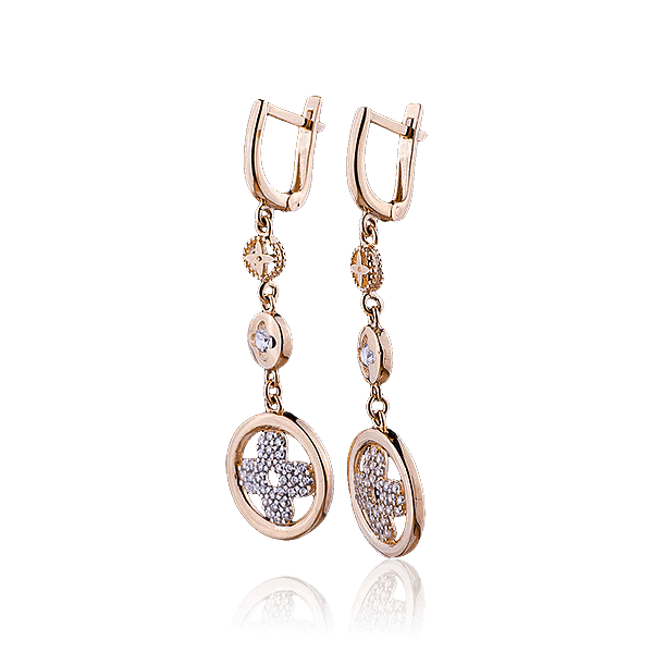 Серьги из желтого золота 029237 детальное изображение ювелирного изделия Золотые серьги с фианитом Серьги из желтого золота 029237 детальное изображение ювелирного изделия Золотые серьги с фианитом