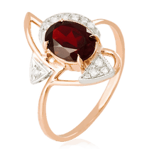 обзорное фото Золотое кольцо с гранатом 023958 Золотые кольца с гранатом обзорное фото Золотое кольцо с гранатом 023958  Золотые кольца с гранатом