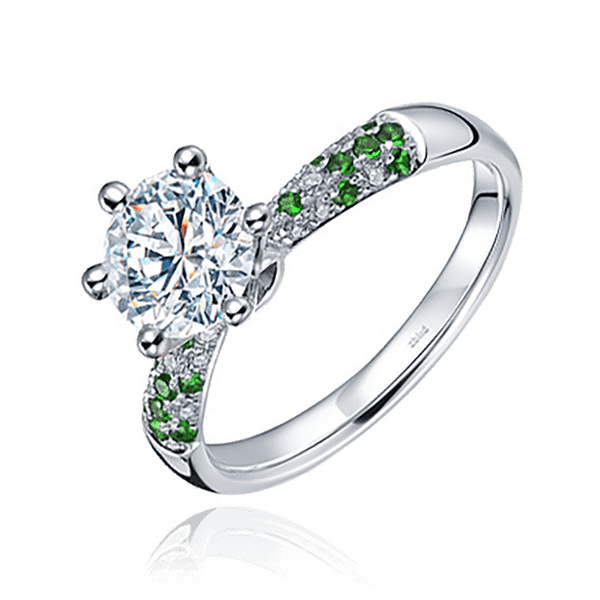 Золотое кольцо с белыми и зелеными бриллиантами 030990 детальное изображение ювелирного изделия Золотые кольца Золотое кольцо с белыми и зелеными бриллиантами 030990 детальное изображение ювелирного изделия Золотые кольца