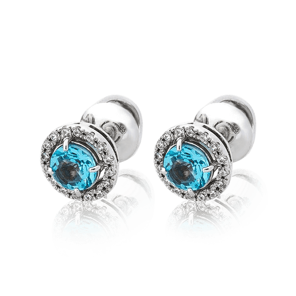 Изящные сережки пуссеты с Лондон топазом в золоте 034579 детальное изображение ювелирного изделия Золотые серьги Изящные сережки пуссеты с Лондон топазом в золоте 034579 детальное изображение ювелирного изделия Золотые серьги