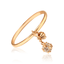 обзорное фото Золотое кольцо с подвеской блестящий Шар с фианитами 036575  Золотые кольца