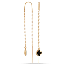 обзорное фото Золотые серьги- протяжки Клевер с эмалью 038833 Золотые серьги с эмалью обзорное фото Золотые серьги- протяжки Клевер с эмалью 038833  Золотые серьги с эмалью