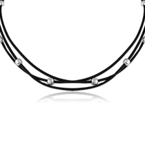 обзорное фото Каучуковый шнурок на шею с серебряными шариками 030578  Шнурки с серебром