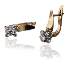 обзорное фото Серьги из красного золота с бриллиантами 023138  Золотые серьги с бриллиантами