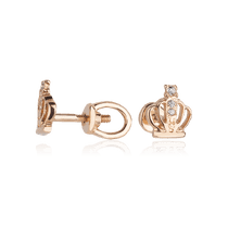 обзорное фото Золотые серьги гвоздики Корона с фианитами 028209 Золотые серьги гвоздики обзорное фото Золотые серьги гвоздики Корона с фианитами 028209  Золотые серьги гвоздики