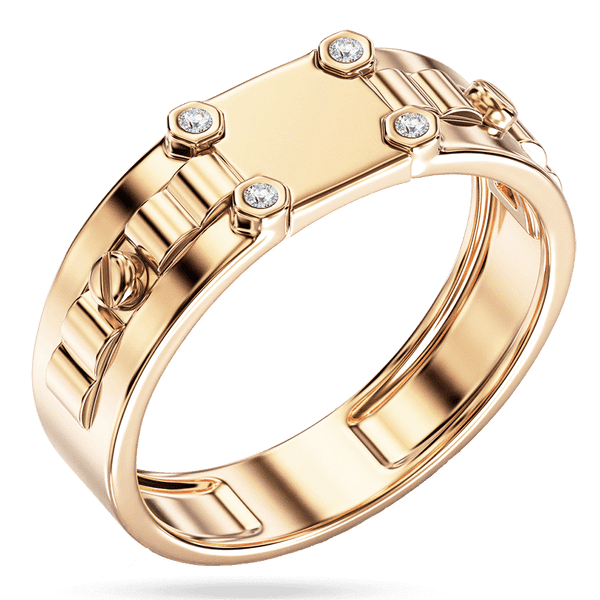 Массивное кольцо с бесцветными фианитами в красном золоте 585 пробы 039915 детальное изображение ювелирного изделия Золотые кольца с фианитом Массивное кольцо с бесцветными фианитами в красном золоте 585 пробы 039915 детальное изображение ювелирного изделия Золотые кольца с фианитом