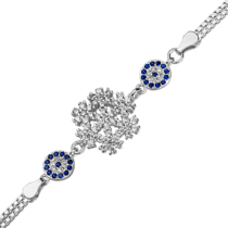 обзорное фото Серебряный браслет Снежинка с фианитами 027289  Серебряные женские браслеты