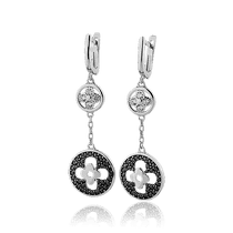 обзорное фото Золотые серьги с фианитами 029248 Золотые серьги с фианитом обзорное фото Золотые серьги с фианитами 029248  Золотые серьги с фианитом