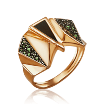 обзорное фото Золотое кольцо с агатом и нанокристаллами 030057  Золотые кольца с агатом