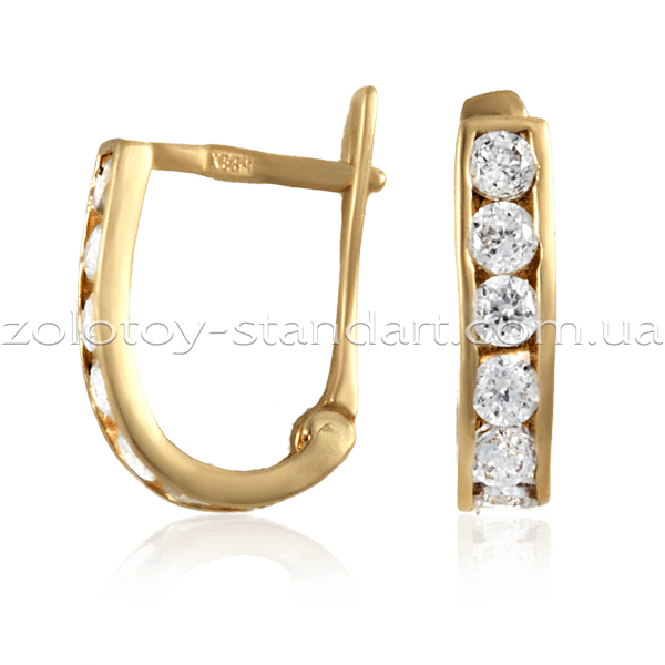 Детские золотые серьги с цирконием 9207901 детальное изображение ювелирного изделия Серьги с камнями Детские золотые серьги с цирконием 9207901 детальное изображение ювелирного изделия Серьги с камнями