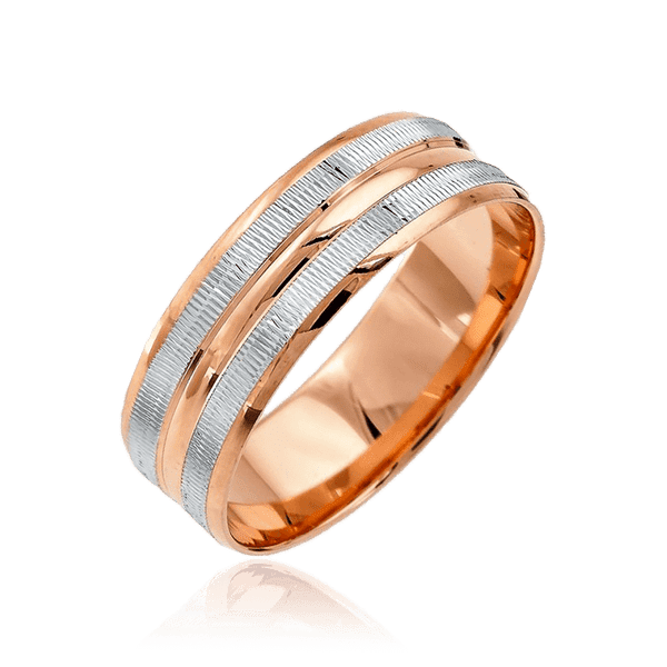 Комбинированное золотое обручальное кольцо с насечками 036765 детальное изображение ювелирного изделия Золотые кольца Комбинированное золотое обручальное кольцо с насечками 036765 детальное изображение ювелирного изделия Золотые кольца