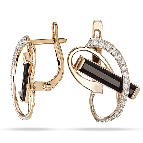 Золотые серьги с агатом и фианитами 029017 детальное изображение ювелирного изделия Золотые серьги с агатом Золотые серьги с агатом и фианитами 029017 детальное изображение ювелирного изделия Золотые серьги с агатом