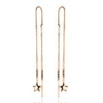 обзорное фото Золотые сережки протяжки Звездочка 035854 Золотые серьги обзорное фото Золотые сережки протяжки Звездочка 035854  Золотые серьги