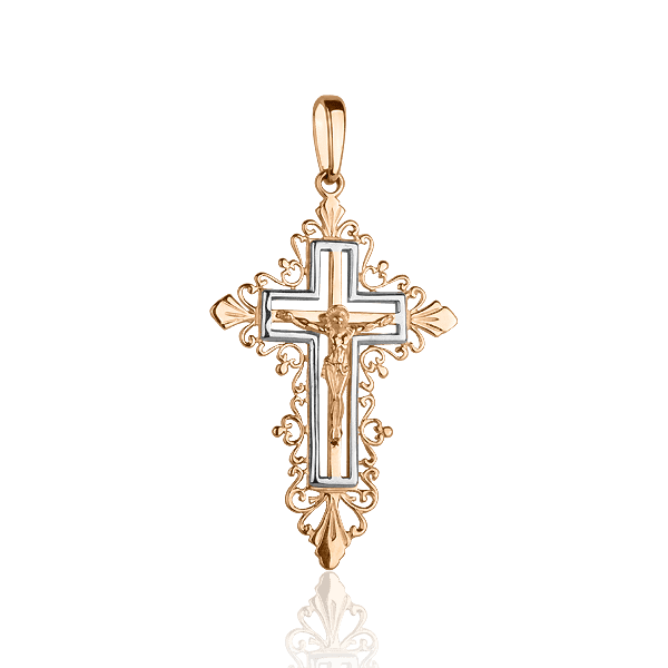 Золотой ажурный крестик с Распятием Золотой ажурный крестик с Распятием