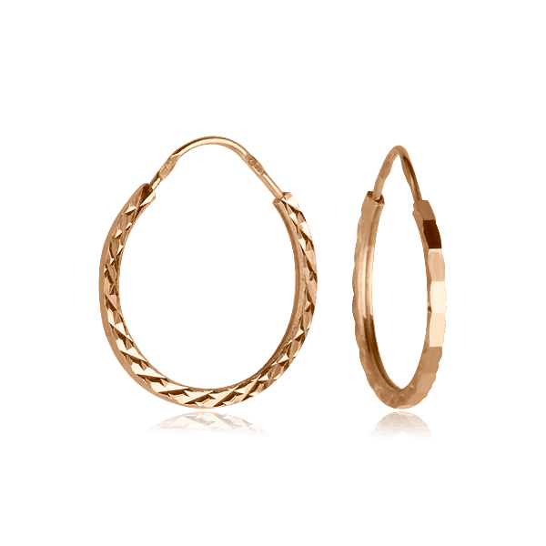 Золоті сережки кільця з алмазним гравіруванням 025468 детальне зображення ювелірного виробу