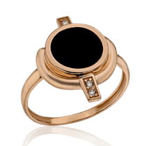 обзорное фото Кольцо с агатом золотое в трендовом дизайне 033844  Золотые кольца