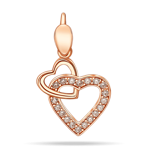 Золотой кулон два сердца с фианитами 040054 детальное изображение ювелирного изделия Золотые кулоны с фианитом Золотой кулон два сердца с фианитами 040054 детальное изображение ювелирного изделия Золотые кулоны с фианитом