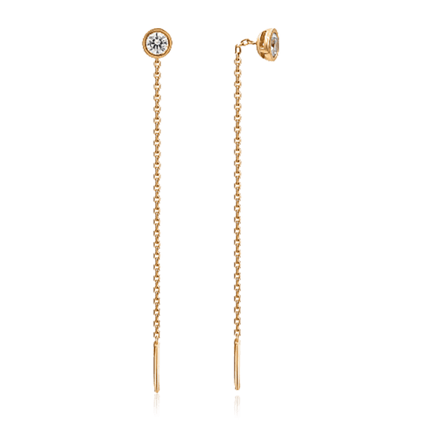 Серьги протяжки золотые с фианитом 035836 детальное изображение ювелирного изделия Золотые серьги протяжки Серьги протяжки золотые с фианитом 035836 детальное изображение ювелирного изделия Золотые серьги протяжки
