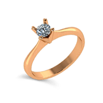 обзорное фото Золотое кольцо в красном золоте с бриллиантом 029125  Золотые кольца для помолвки с бриллиантом