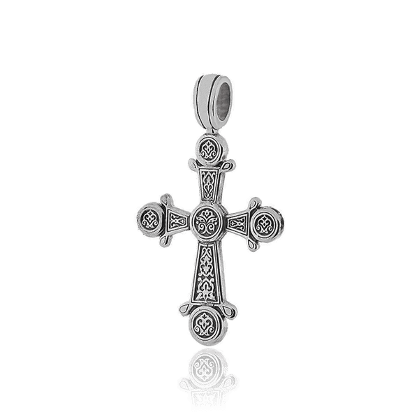Серебряный крестик с чернением Хризма 030611 детальное изображение ювелирного изделия Серебряные подвески иконки