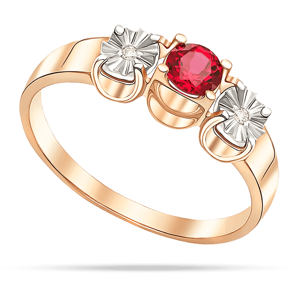 Золотое кольцо с центральным рубином и двумя цветочными элементами с бриллиантами внутри 040476 детальное изображение ювелирного изделия Золотые кольца с рубином Золотое кольцо с центральным рубином и двумя цветочными элементами с бриллиантами внутри 040476 детальное изображение ювелирного изделия Золотые кольца с рубином