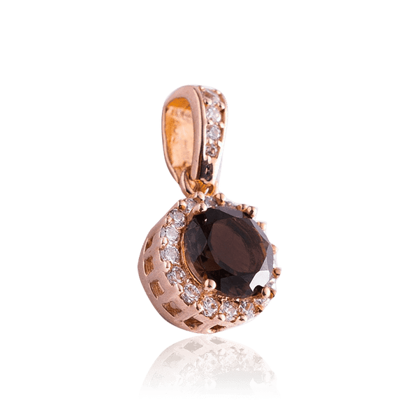 Золотой кулон с круглым раухтопазом и фианитами 034593 детальное изображение ювелирного изделия Золотые подвески Золотой кулон с круглым раухтопазом и фианитами 034593 детальное изображение ювелирного изделия Золотые подвески