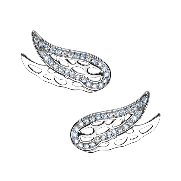 Серебряные серьги пусеты Крылья с фианитами 027330 детальное изображение ювелирного изделия Серебряные серьги Серебряные серьги пусеты Крылья с фианитами 027330 детальное изображение ювелирного изделия Серебряные серьги