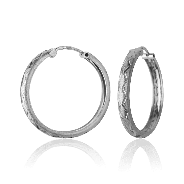 Серебряные серьги-кольца с алмазной гранью без вставки 026047 детальное изображение ювелирного изделия Серебряные серьги без вставок Серебряные серьги-кольца с алмазной гранью без вставки 026047 детальное изображение ювелирного изделия Серебряные серьги без вставок