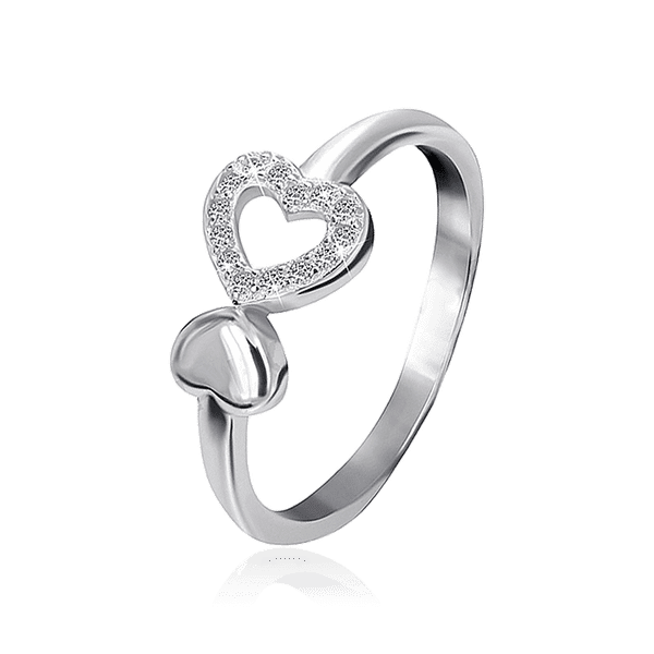 Серебряное кольцо два Сердца с фианитами 031262 детальное изображение ювелирного изделия Серебряные кольца со вставками Серебряное кольцо два Сердца с фианитами 031262 детальное изображение ювелирного изделия Серебряные кольца со вставками