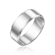 обзорное фото Обручалка из белого золота Американка 037112  Золотые кольца