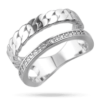 обзорное фото Серебряное кольцо в виде цепочки и дорожки фианитив 040188  Серебряные кольца с фианитом