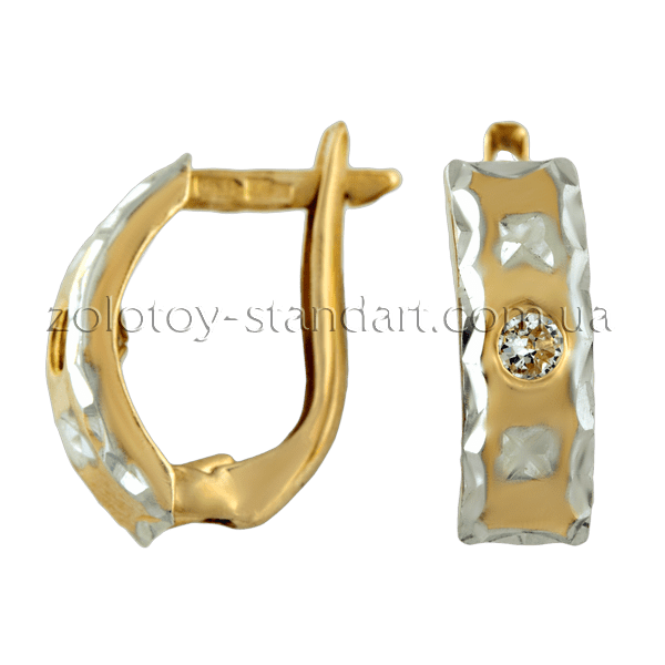 Золоті сережки з цирконієм 80027 детальне зображення ювелірного виробу
