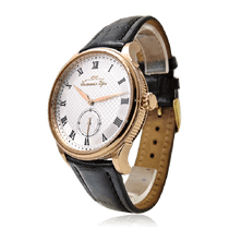 обзорное фото Мужские золотые часы с ремешком из кожи 036273 Мужские золотые часы обзорное фото Мужские золотые часы с ремешком из кожи 036273  Мужские золотые часы