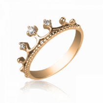 обзорное фото Золотое кольцо Корона с фианитами 027643  Золотые кольца Короны