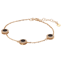 обзорное фото Нежный браслет в красном золоте с фианитами и черной эмалью 039341  Золотые браслеты с цирконием (фианитами)
