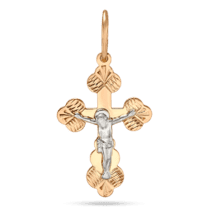обзорное фото Золотой крестик с распятием 036587  Детский золотой крестик
