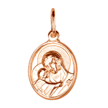 обзорное фото Иконка Владимирская Божья Матерь из красного золота 035795  Золотые подвески иконки