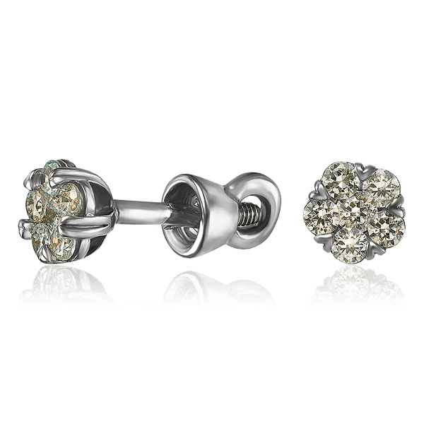 Сережки гвоздики винтовые из белого золота 585 пробы 034087 детальное изображение ювелирного изделия Золотые серьги