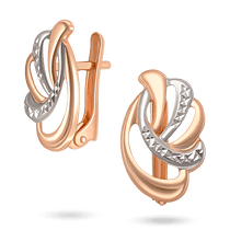 обзорное фото Золотые серьги с алмазной гранью 029114 Золотые серьги без вставок обзорное фото Золотые серьги с алмазной гранью 029114  Золотые серьги без вставок