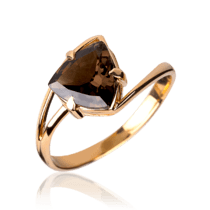 обзорное фото Кольцо из красного золота Венесуэла с раухтопазом 033517  Золотые кольца
