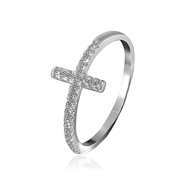 Серебряное кольцо с фианитами Крестик 031263 детальное изображение ювелирного изделия Серебряные кольца со вставками Серебряное кольцо с фианитами Крестик 031263 детальное изображение ювелирного изделия Серебряные кольца со вставками