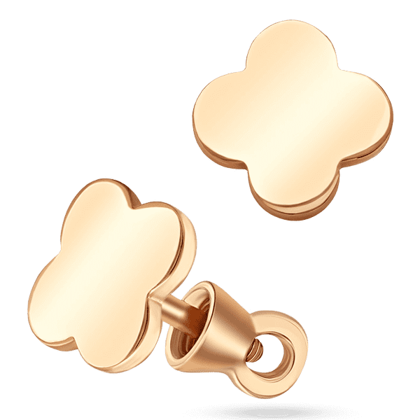 Сурежки - пусеты Клевер без вставок из красного золота 039185 детальное изображение ювелирного изделия Золотые серьги без вставок Сурежки - пусеты Клевер без вставок из красного золота 039185 детальное изображение ювелирного изделия Золотые серьги без вставок