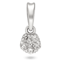 обзорное фото Подвеска в белом золоте с россыпью круглых фианитов 040849  Золотые кулоны с фианитом