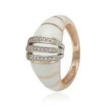 обзорное фото Золотое кольцо с фианитами и эмалью 028602  Золотые кольца с эмалью