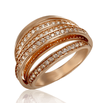обзорное фото Женское золотое кольцо блестящие дорожки 033720  Золотые кольца