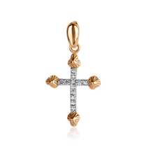 обзорное фото Золотой крестик с бриллиантами s3996 Декоративные золотые крестики обзорное фото Золотой крестик с бриллиантами s3996  Декоративные золотые крестики