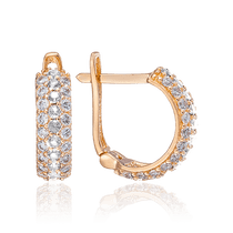 обзорное фото Золотые серьги россыпь фианитов 028580 Золотые серьги с фианитом обзорное фото Золотые серьги россыпь фианитов 028580  Золотые серьги с фианитом